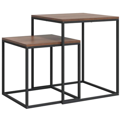 vidaXL Coffee Table Set | Set of 2 | Black and brown | Engineered wood and iron