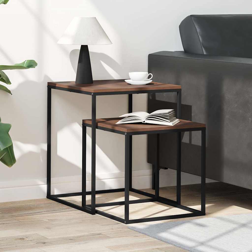 343112 vidaXL Coffee Table Set 2 pcs Engineered Wood and Metal