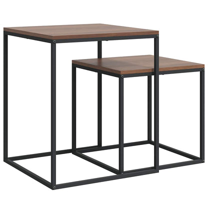 vidaXL Coffee Table Set | Set of 2 | Black and brown | Engineered wood and iron