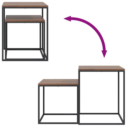 vidaXL Coffee Table Set | Set of 2 | Black and brown | Engineered wood and iron