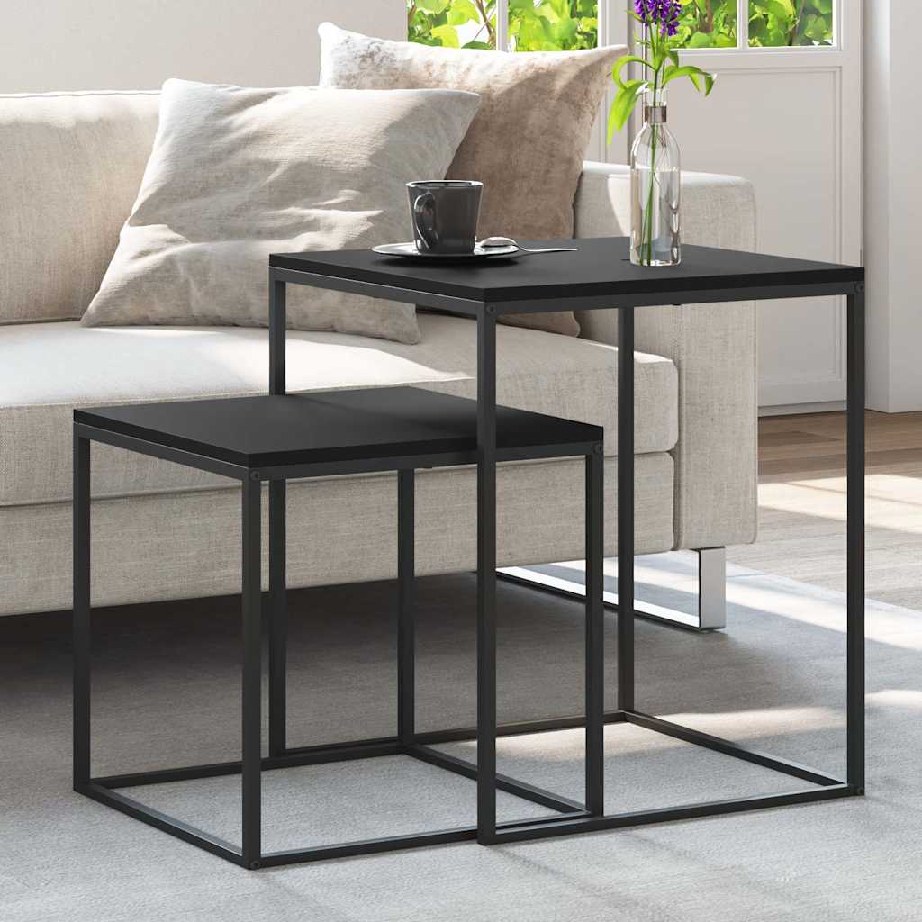 vidaXL Coffee Table Set 2 pcs Engineered Wood and Metal