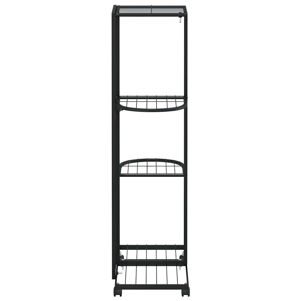 343115 vidaXL 4-Floor Flower Stand with Wheels 44x23x80 cm Black Iron