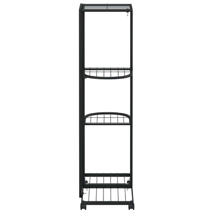 343115 vidaXL 4-Floor Flower Stand with Wheels 44x23x80 cm Black Iron