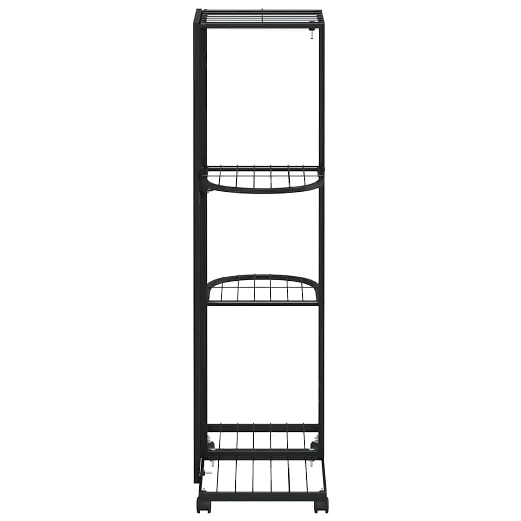 vidaXL 4-Floor Flower Stand with Wheels 44x23x80 cm Black Iron