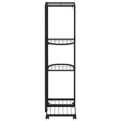 vidaXL 4-Floor Flower Stand with Wheels 44x23x80 cm Black Iron