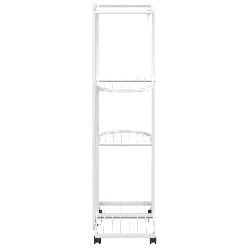 vidaXL 4-Floor Flower Stand with Wheels 44x23x80 cm White Iron