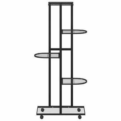 vidaXL 5-Floor Flower Stand with Wheels 44x23x100 cm Black Iron