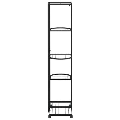vidaXL Flower Stand | Black | Powder-coated iron | Tall | Rollable
