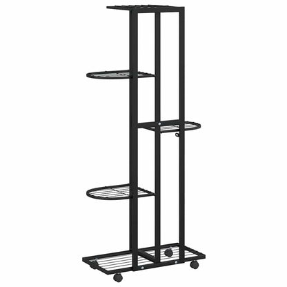 vidaXL 5-Floor Flower Stand with Wheels 44x23x100 cm Black Iron