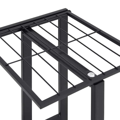 vidaXL Flower Stand | Black | Powder-coated iron | Tall | Rollable