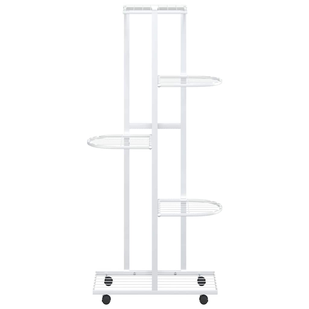 vidaXL 5-Floor Flower Stand with Wheels 44x23x100 cm White Iron