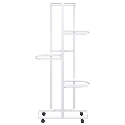 vidaXL 5-Floor Flower Stand with Wheels 44x23x100 cm White Iron