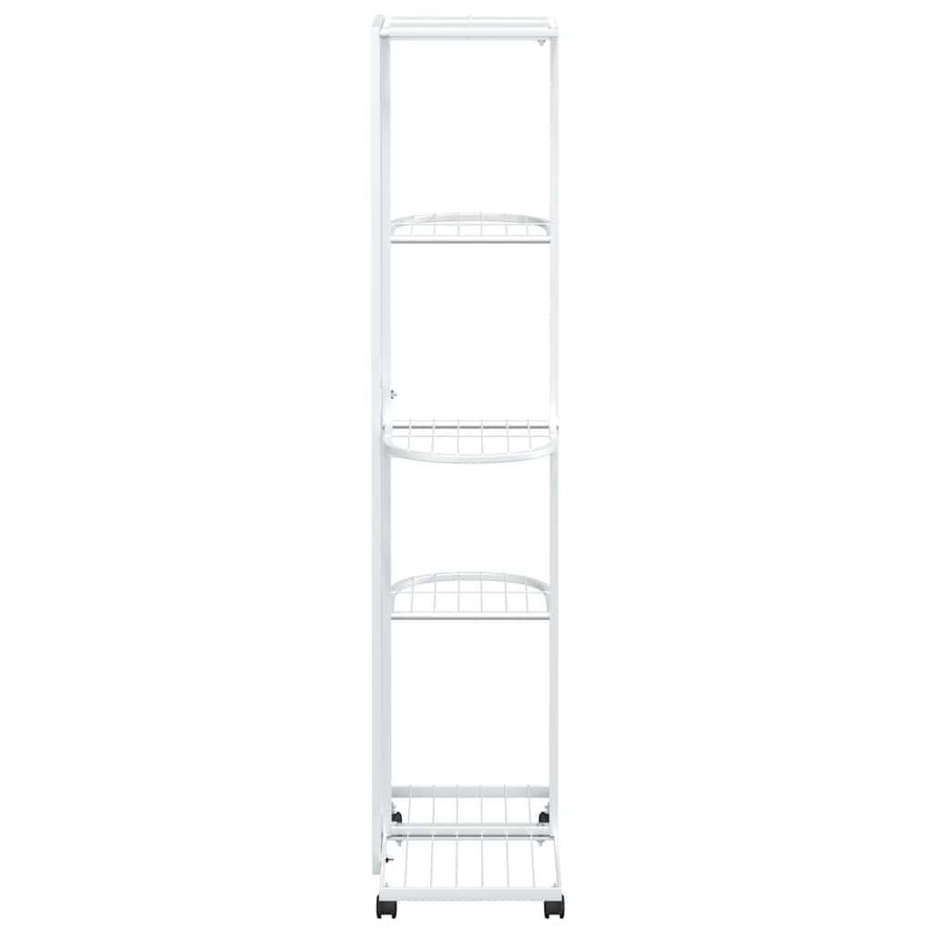 vidaXL 5-Floor Flower Stand with Wheels 44x23x100 cm White Iron