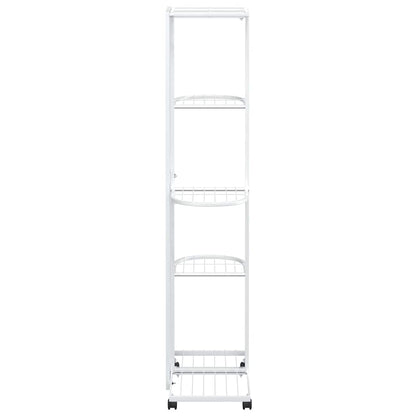 vidaXL 5-Floor Flower Stand with Wheels 44x23x100 cm White Iron