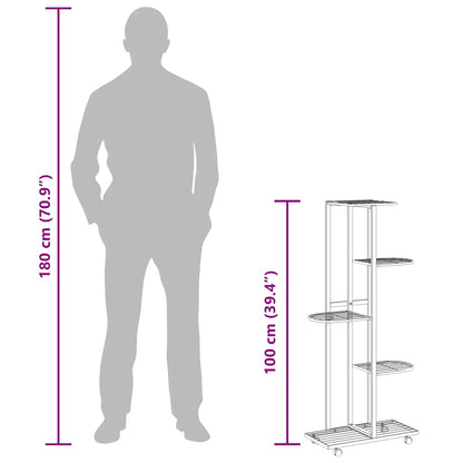vidaXL 5-Floor Flower Stand with Wheels 44x23x100 cm White Iron