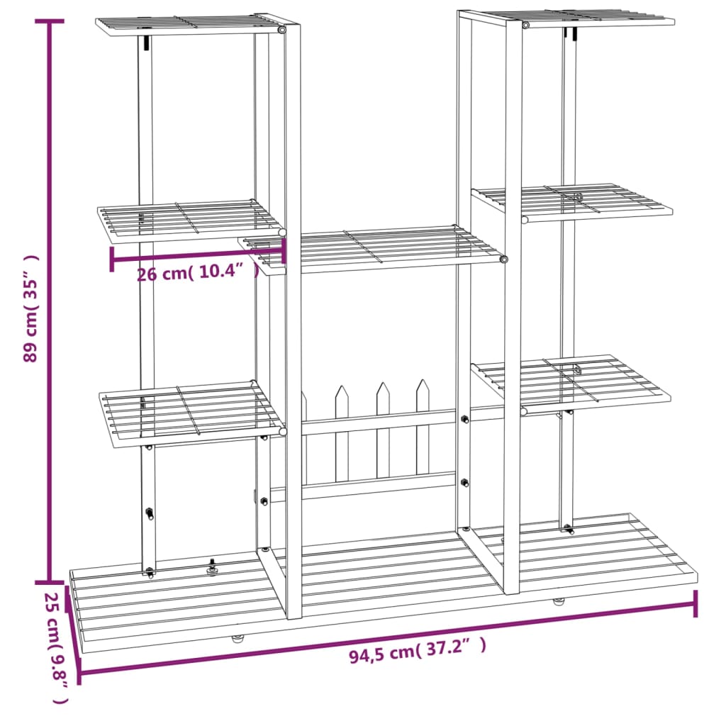 vidaXL Flower Stand 94.5x25x89 cm White Iron