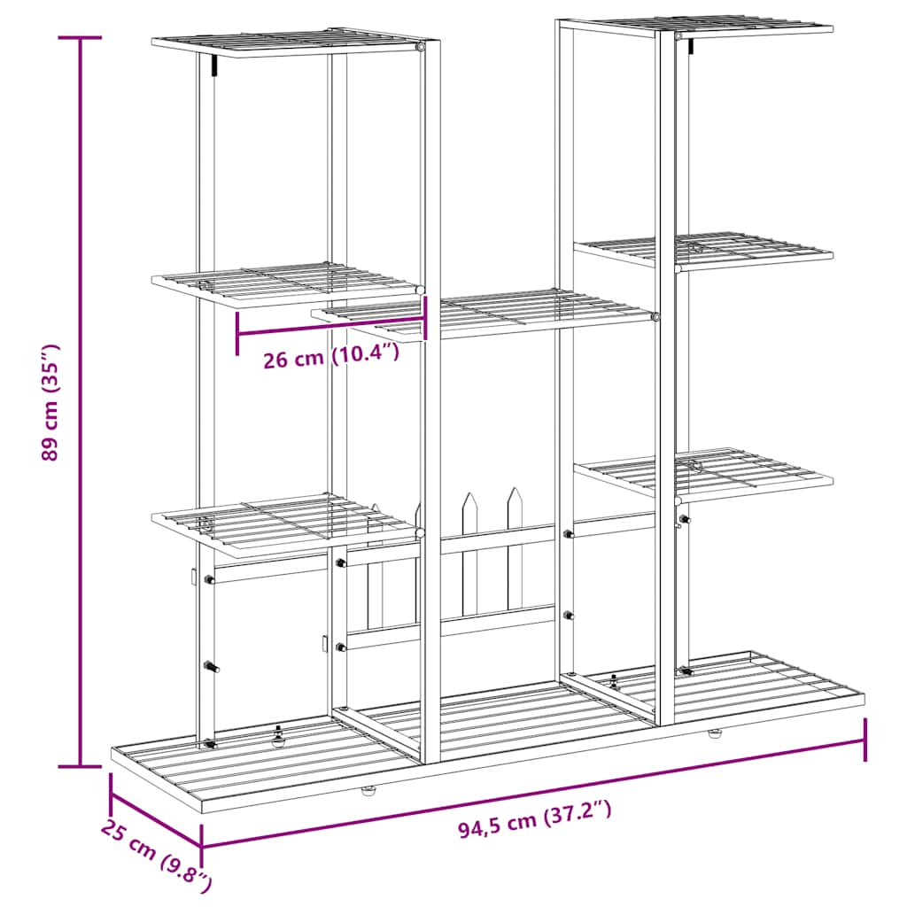 vidaXL Flower Stand 94.5x25x89 cm White Iron