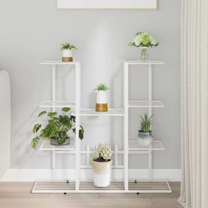 vidaXL Flower Stand 94.5x25x89 cm White Iron