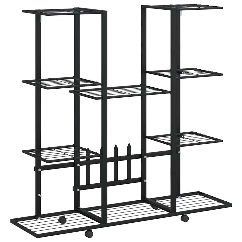 vidaXL Flower Stand with Wheels 94,5x24,5x91,5 cm Black Iron