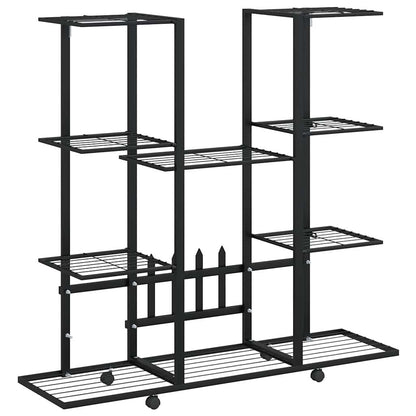 vidaXL Flower Stand with Wheels 94,5x24,5x91,5 cm Black Iron