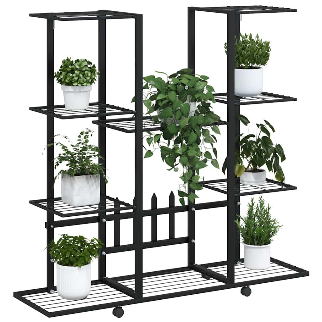 vidaXL Flower Stand with Wheels 94,5x24,5x91,5 cm Black Iron