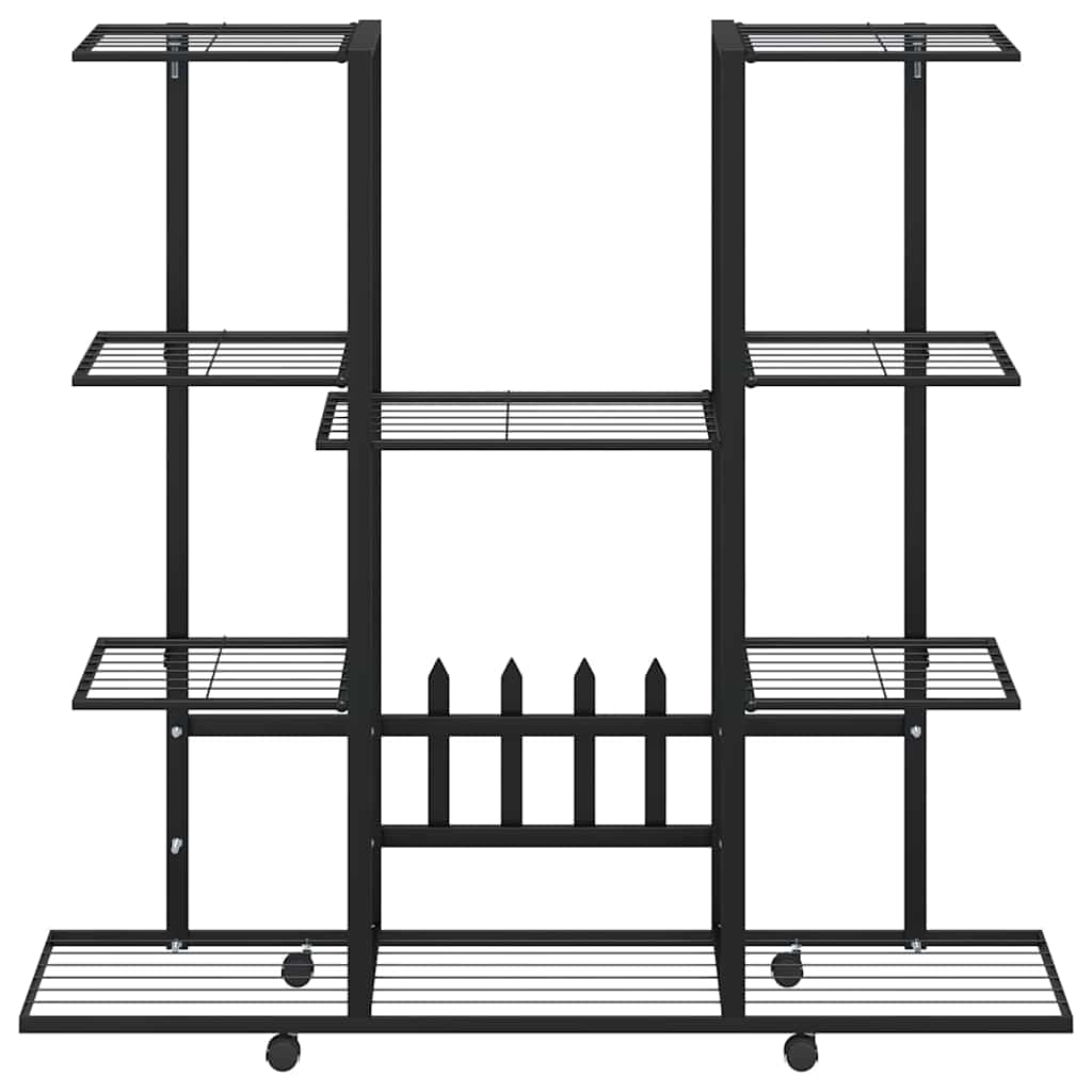 vidaXL Flower Stand with Wheels 94.5x24.5x91.5 cm Black Iron