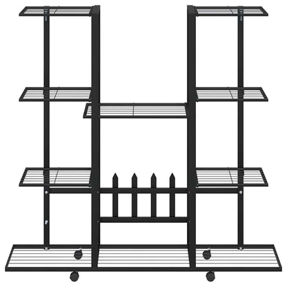 vidaXL Flower Stand with Wheels 94.5x24.5x91.5 cm Black Iron