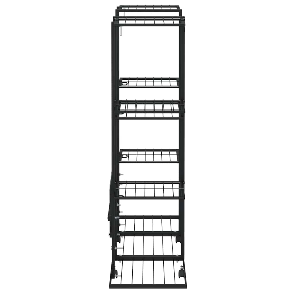 vidaXL Flower Stand with Wheels 94.5x24.5x91.5 cm Black Iron