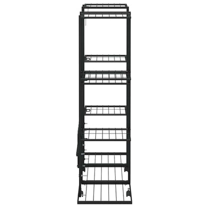 vidaXL Flower Stand with Wheels 94.5x24.5x91.5 cm Black Iron