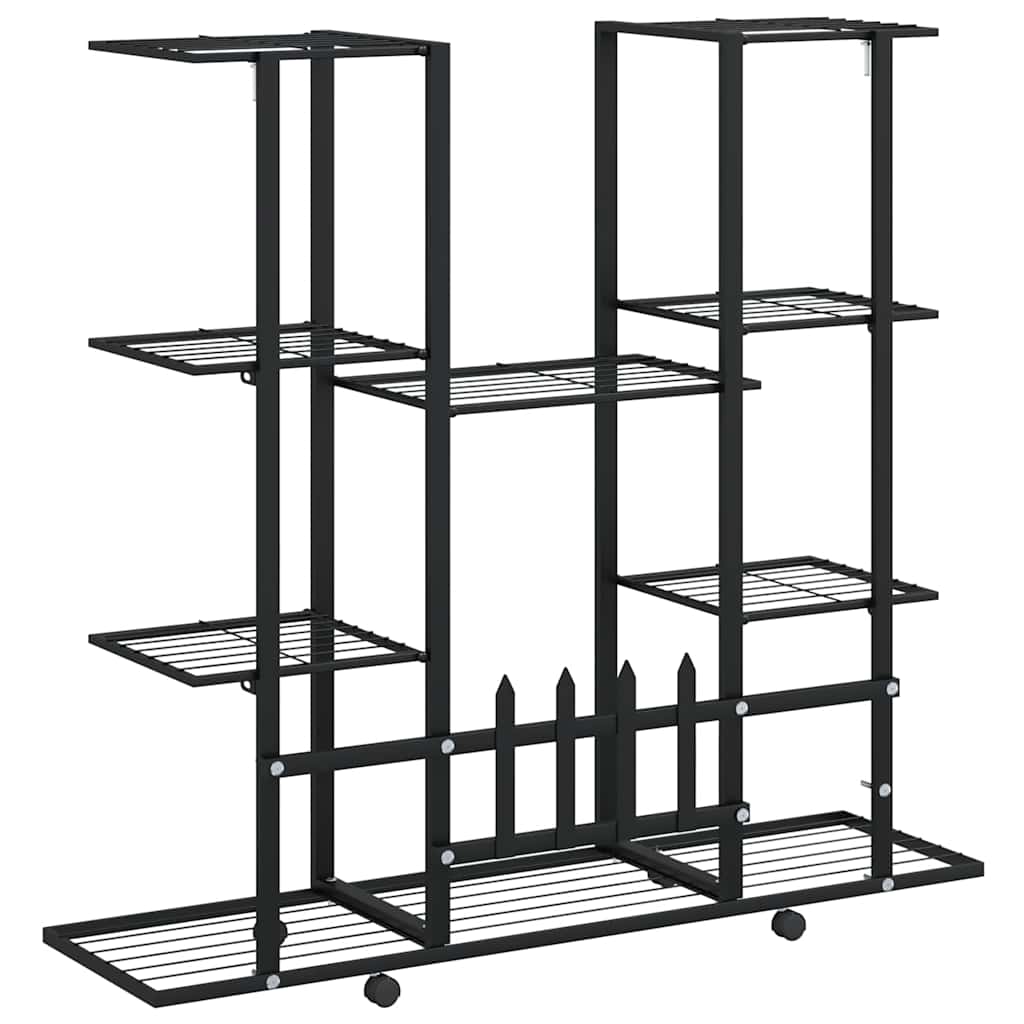 vidaXL Flower Stand with Wheels 94,5x24,5x91,5 cm Black Iron