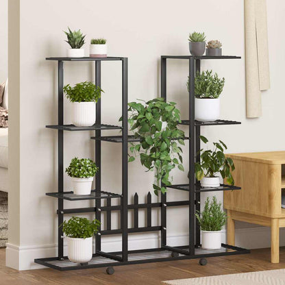 vidaXL Flower Stand with Wheels 94,5x24,5x91,5 cm Black Iron