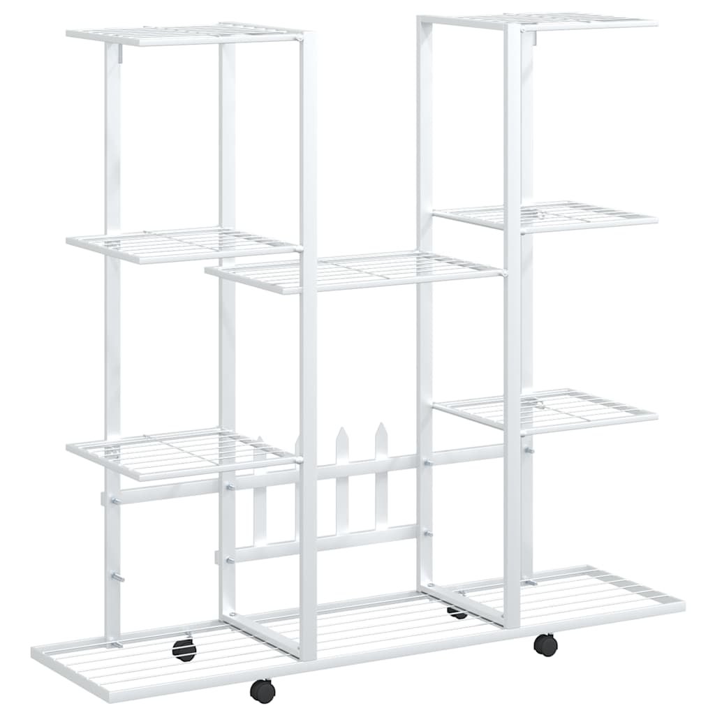 vidaXL Flower Stand with Wheels 94,5x24,5x91,5 cm White Iron