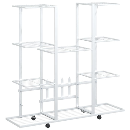 vidaXL Flower Stand with Wheels 94,5x24,5x91,5 cm White Iron