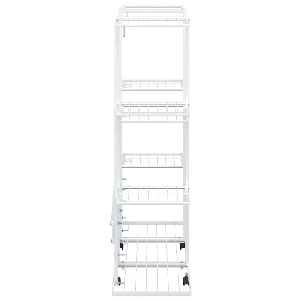 vidaXL Flower Stand with Wheels 94,5x24,5x91,5 cm White Iron