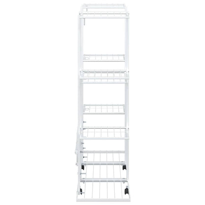 vidaXL Flower Stand with Wheels 94,5x24,5x91,5 cm White Iron