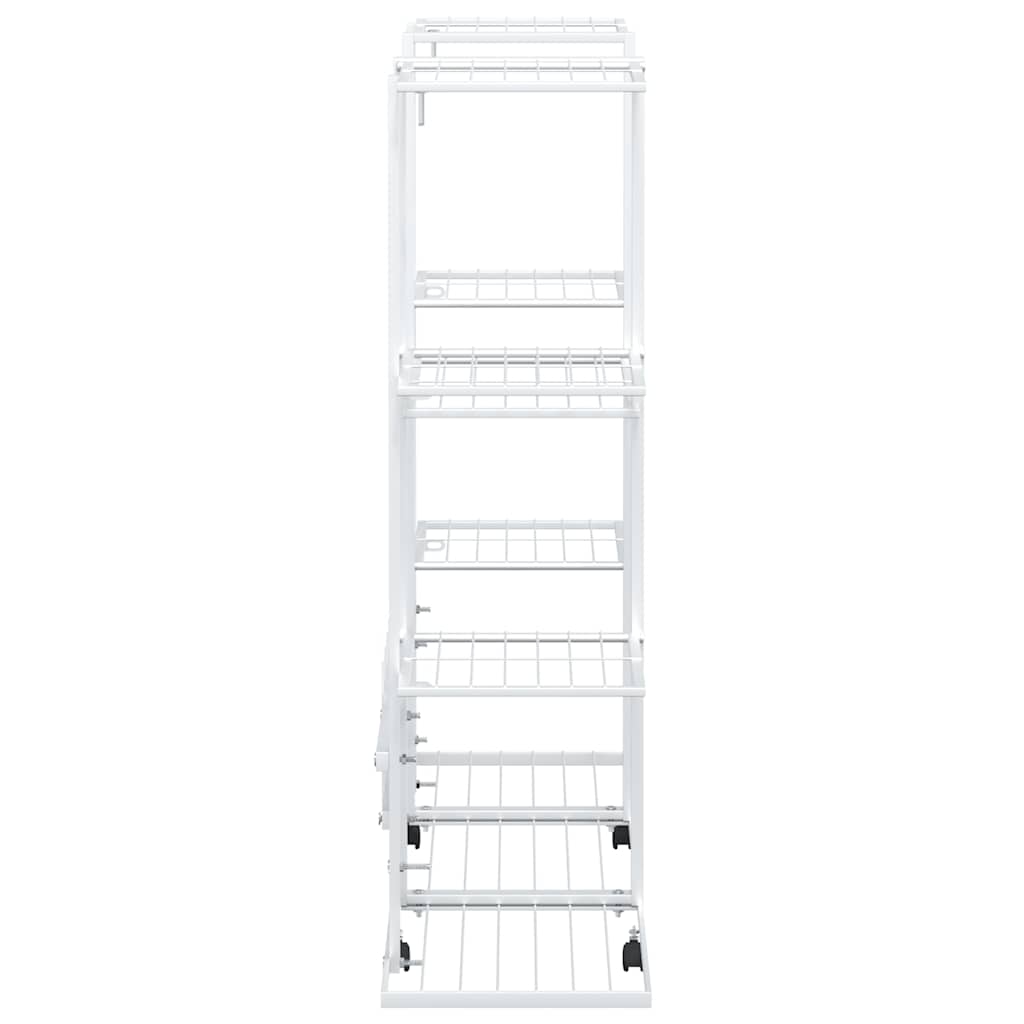 vidaXL Flower Stand with Wheels 94.5x24.5x91.5 cm White Iron