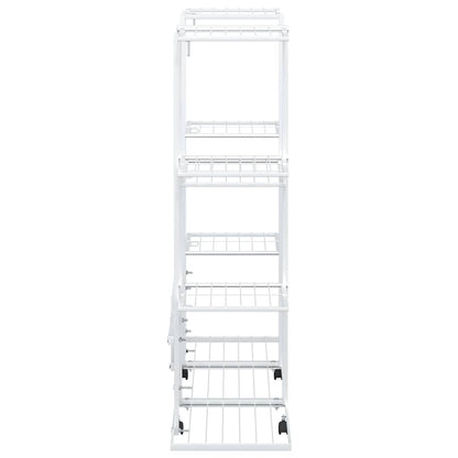 vidaXL Flower Stand with Wheels 94.5x24.5x91.5 cm White Iron
