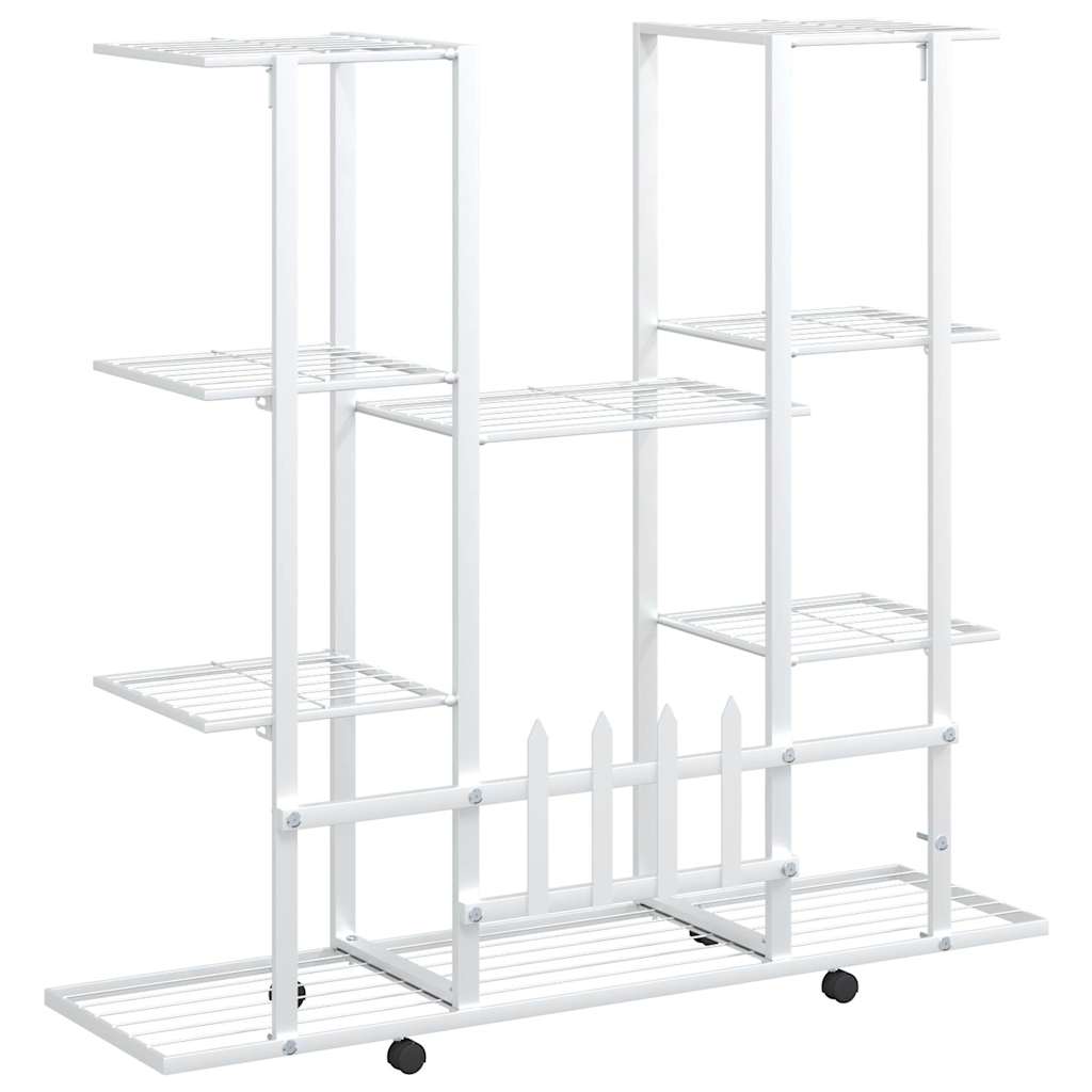 vidaXL Flower Stand with Wheels 94.5x24.5x91.5 cm White Iron