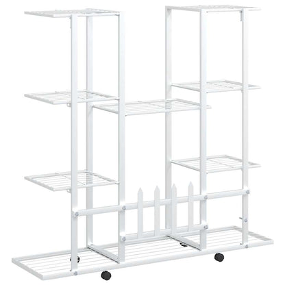 vidaXL Flower Stand with Wheels 94.5x24.5x91.5 cm White Iron