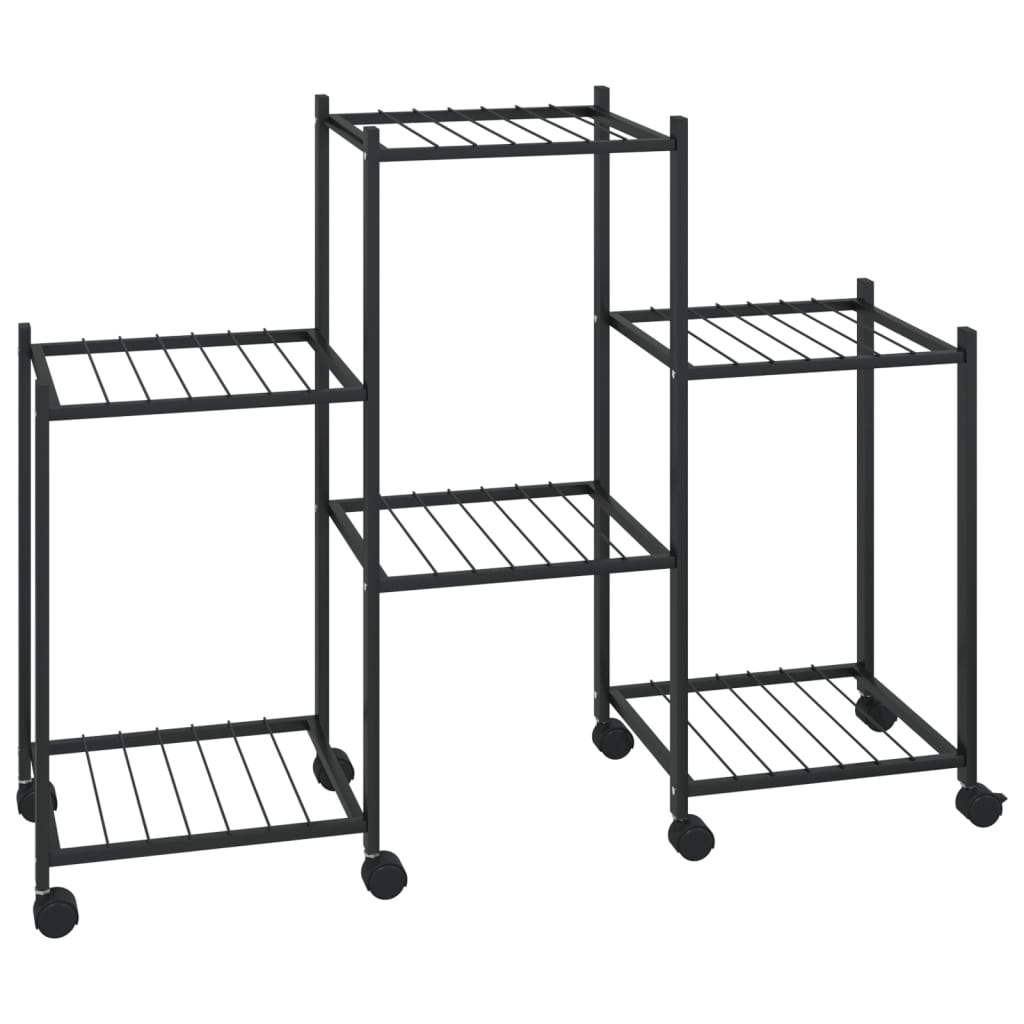 vidaXL Flower Stand with Wheels 83x25x63.5 cm Black Iron