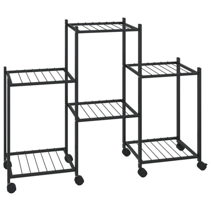 vidaXL Flower Stand with Wheels 83x25x63.5 cm Black Iron