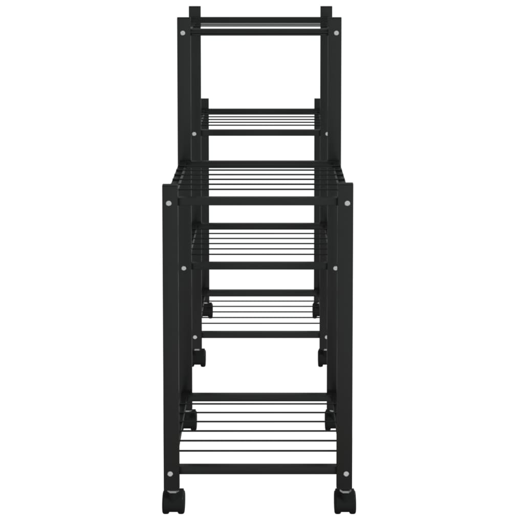 vidaXL Flower Stand with Wheels 83x25x63.5 cm Black Iron