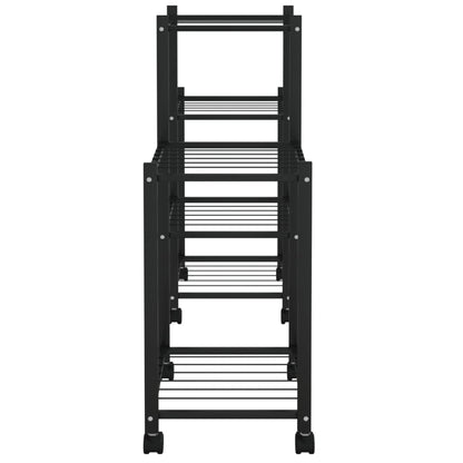 vidaXL Flower Stand with Wheels 83x25x63.5 cm Black Iron
