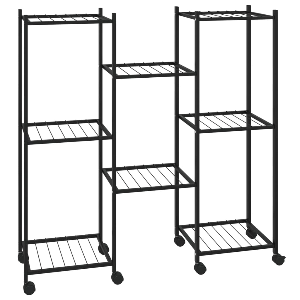vidaXL Flower Stand with Wheels 83x25x83.5 cm Black Iron
