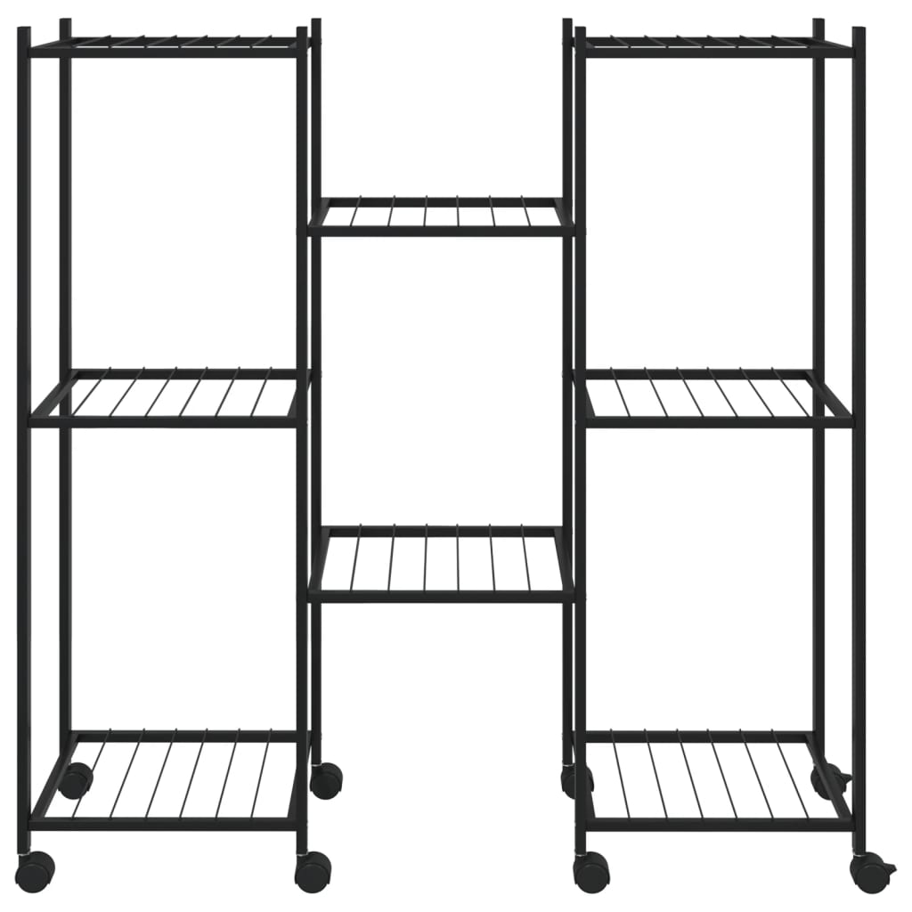 vidaXL Flower Stand with Wheels 83x25x83.5 cm Black Iron