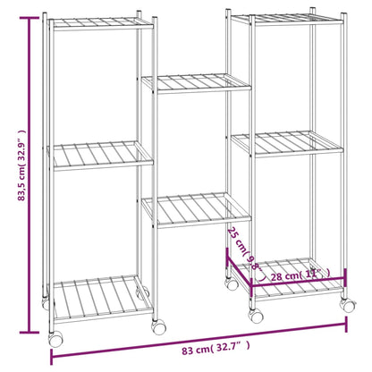 vidaXL Flower Stand with Wheels 83x25x83.5 cm Black Iron