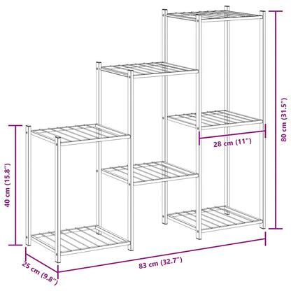 vidaXL Flower Stand 83x25x80 cm Black Iron
