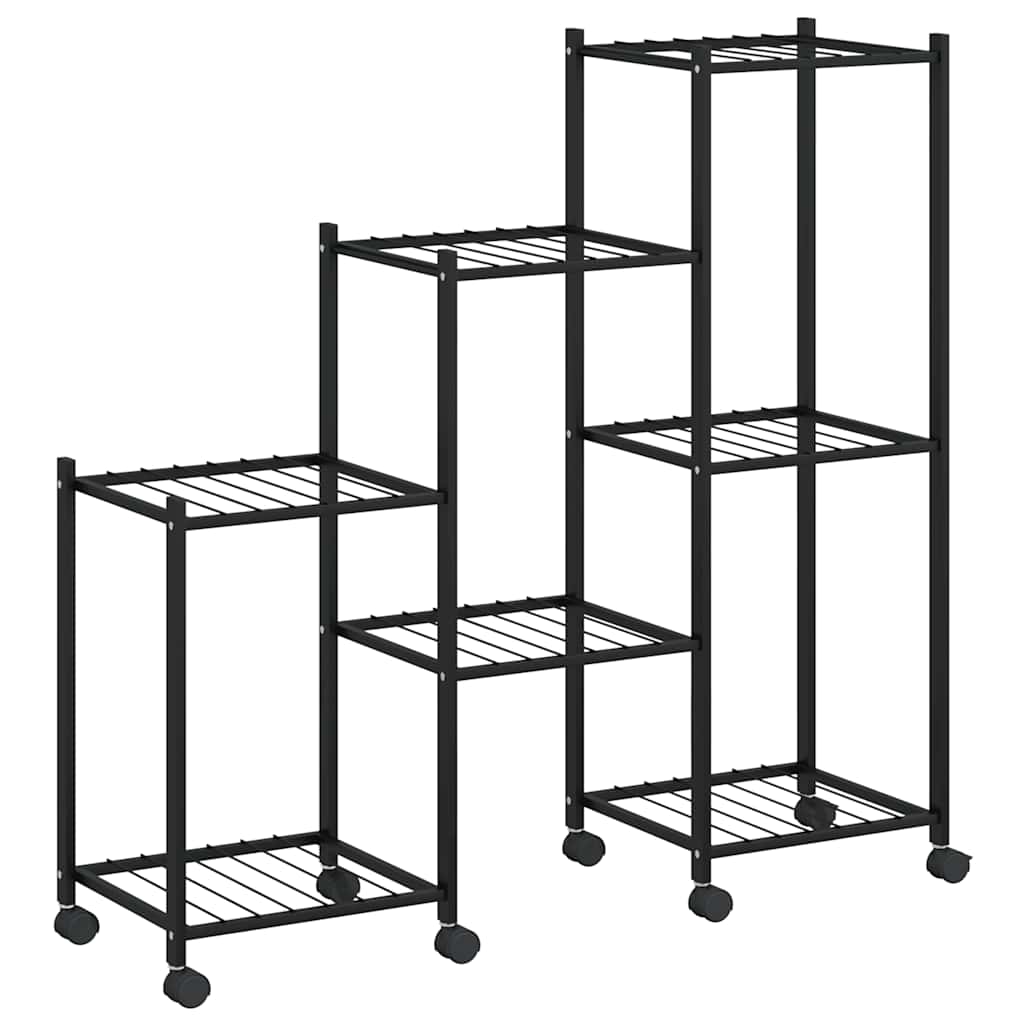 vidaXL Flower Stand | Black | Powder-coated iron | Medium | Adjustable Armrests