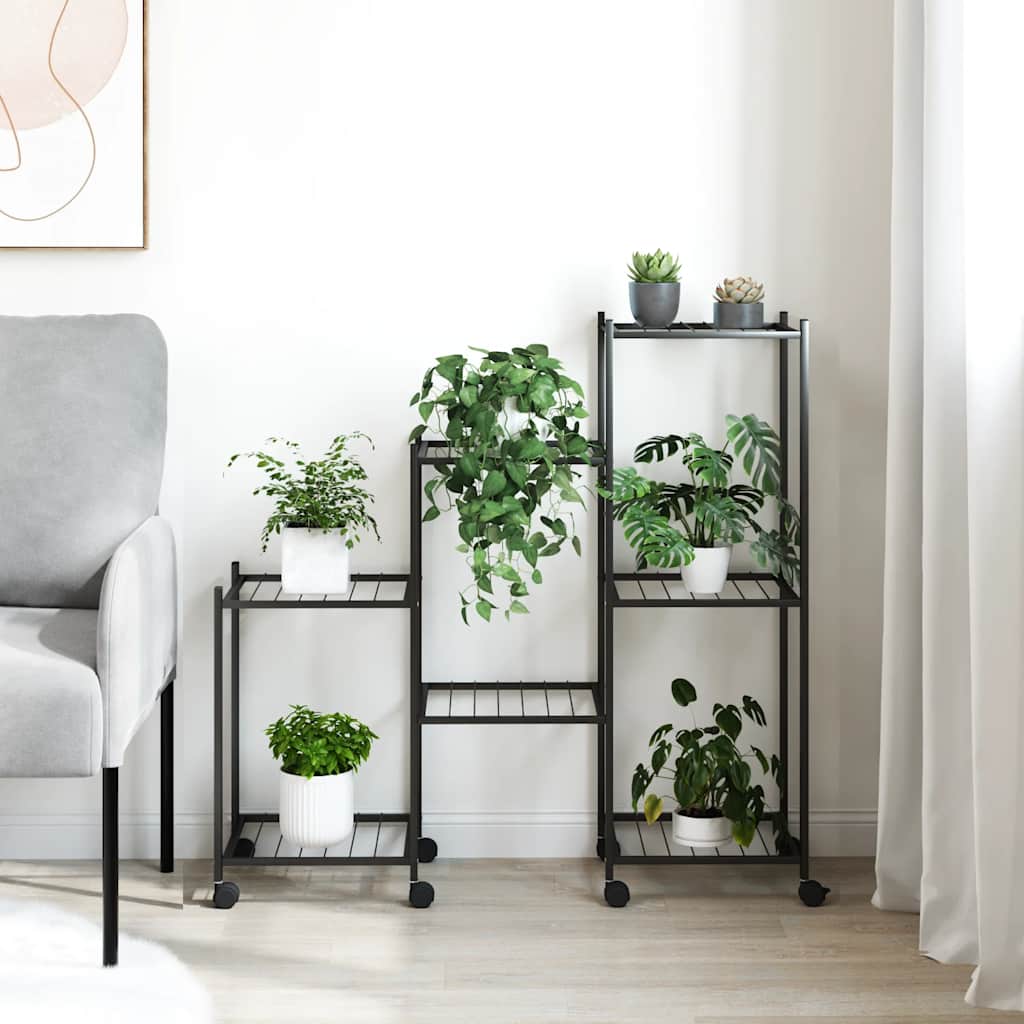 vidaXL Flower Stand | Black | Powder-coated iron | Medium | Adjustable Armrests