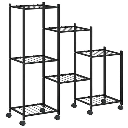 vidaXL Flower Stand | Black | Powder-coated iron | Medium | Adjustable Armrests